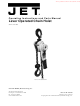 Jet JLH Series Operating Instructions And Parts Manual