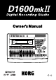 KORG D1600mkII Owner's Manual