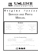 U-Line Origins Series Service And Parts Manual