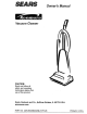 Sears Kenmore Vacuum Cleaner Owner's Manual