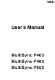 NEC MultiSync P403 User Manual