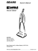 KENMORE Sears Vacuum Cleaner Owner's Manual