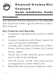 SIIG Bluetooth Wireless Mini Keyboard Quick Installation Manual