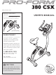 Pro-Form 380 Csx Bike Manual