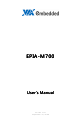 Embedded M-700-10E - VIA Mini ITX Motherboard User Manual