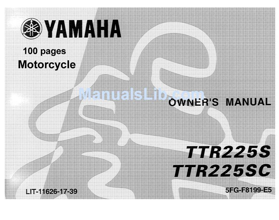 YAMAHA TTR225S OWNER'S MANUAL Pdf Download | ManualsLib