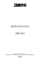 Zanussi ZBS 963 Instruction Booklet