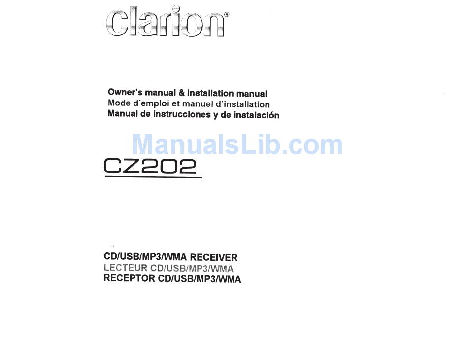 CLARION CZ202 OWNER'S MANUAL & INSTALLATION MANUAL Pdf Download