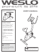 Weslo Pursuit S 25 Exercise Bike User Manual