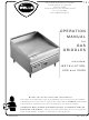 Wells GAS GRIDDLES Operation Manual