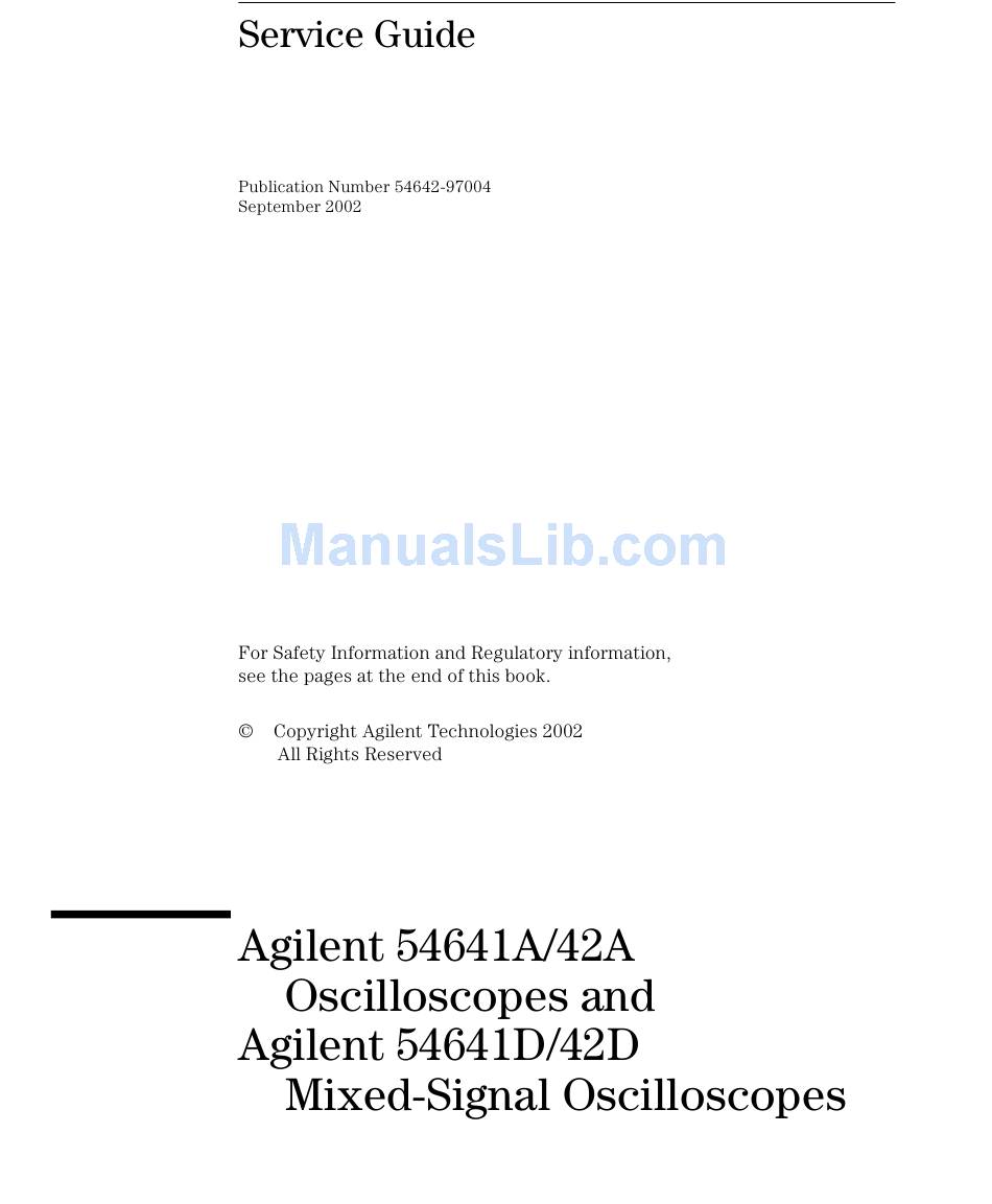 AGILENT TECHNOLOGIES 54641A SERVICE MANUAL Pdf Download | ManualsLib