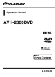 Pioneer AVH-2300DVD Operation Manual