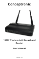 Conceptronic 150N Wireless LAN Broadband Router User Manual