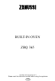ZANUSSI ZBQ365 Instruction Booklet