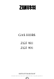 Zanussi ZGF 991 Instruction Booklet