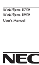 NEC MultiSync E950 User Manual