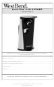 West Bend ELECTRIC CAN OPENER Instruction Manual