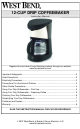 West Bend 12-CUP DRIP COFFEEMAKER Instruction Manual