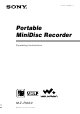 Sony Walkman MZ-R900 Operating Instructions Manual