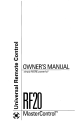 Universal Remote Control MasterControl RF20 Owner's Manual
