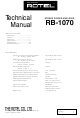 Rotel RB-1070 Technical Manual