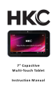 HKC 7” Capacitive Multi-Touch Tablet Instruction Manual