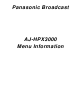 panasonic AJ-HPX3000 Menu Information