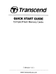 Transcend CompactFlash Quick Start Manual