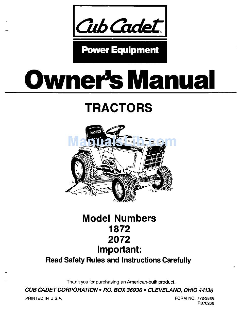 Cub Cadet Owners Manuals