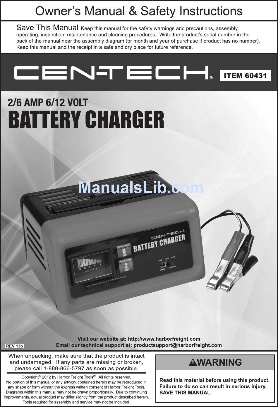 CEN-TECH 60431 OWNER'S MANUAL & SAFETY INSTRUCTIONS Pdf Download ...