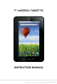 Storage Options 7” miSCROLL TABLET PC Instruction Manual