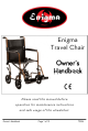 Enigma Travel Chair Owner's Handbook Manual