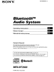 Sony MEX-BT2600 Operating Instructions Manual