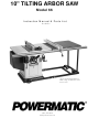 Powermatic 66 Instruction Manual & Parts List