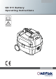 Nilfisk-Advance GD 911 Battery Operating Instructions Manual