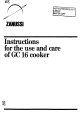 Zanussi GC 16 Instructions For Use And Care Manual
