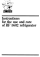 Zanussi RF 5602 Use And Care Instructions Manual