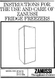 Zanussi ZF 62/26 Instructions For Use And Care Manual