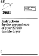 Zanussi ZI 930 Instructions For Use And Care Manual