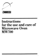 Zanussi MW700 Instructions For Use And Care Manual