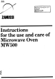Zanussi MW500 Instructions For Use And Care Manual