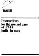 Zanussi FM5 Instructions For Use And Care Manual