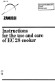 Zanussi EC 28 Instructions For Use Manual