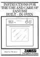 Zanussi FBI 523 A Instructions For Use And Care Manual