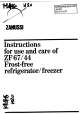 Zanussi ZF 67/44 Instructions For Use And Care Manual