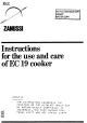 Zanussi EC 19 Instructions For Use Manual
