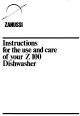 Zanussi Z 100 Use And Care Instructions Manual