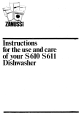 Zanussi S610 Instructions For Use And Care Manual