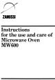Zanussi MW600 Instructions For The Use And Care
