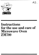 Zanussi ZM700 Instructions For Use And Care Manual